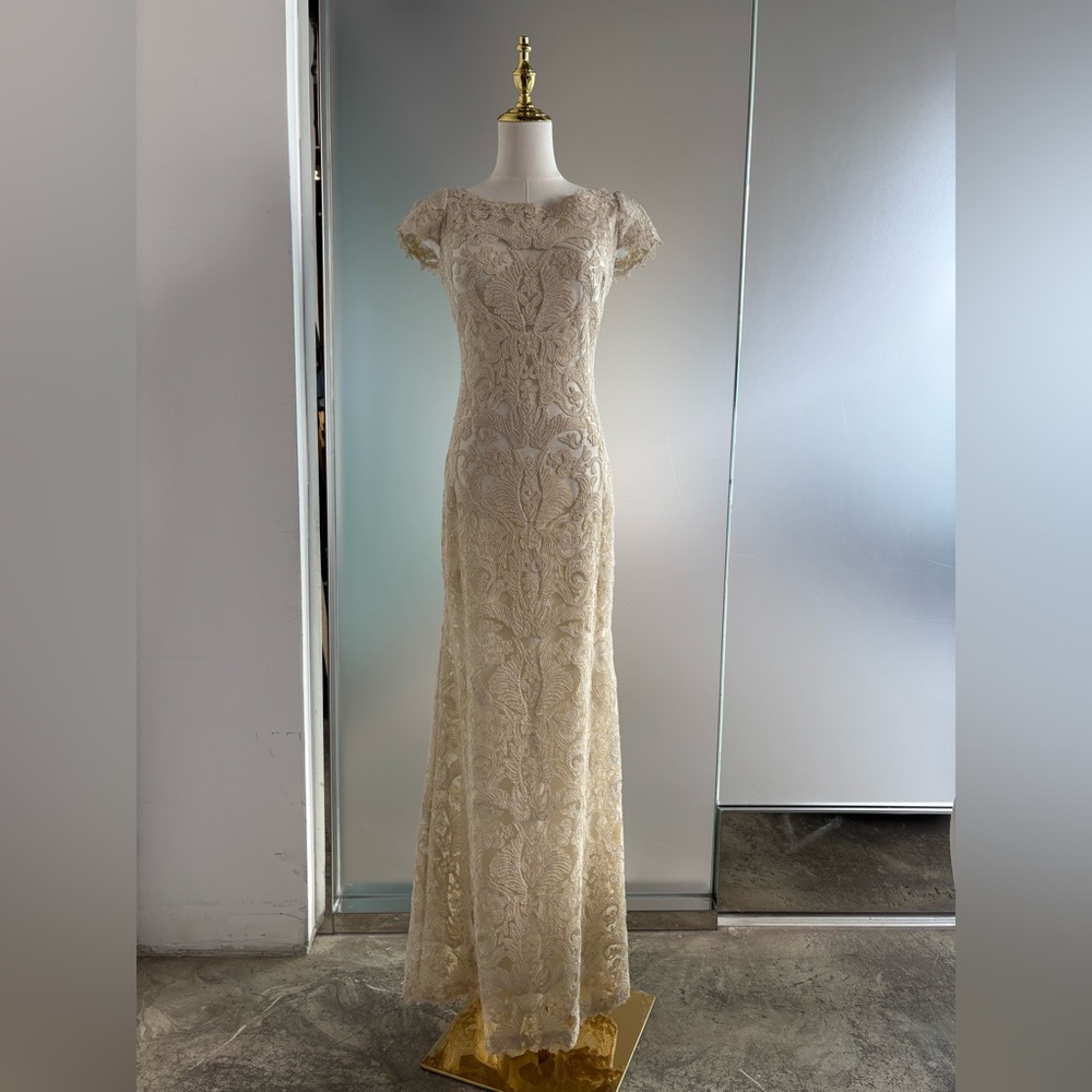 Tadashi Shoji Cream Lace Maxi Dress